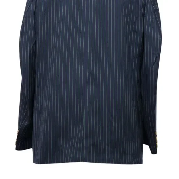 Mens 46R Blazer Sport Coat Wool Blue Green Pinstripe Jacket Formal Wedding Party
